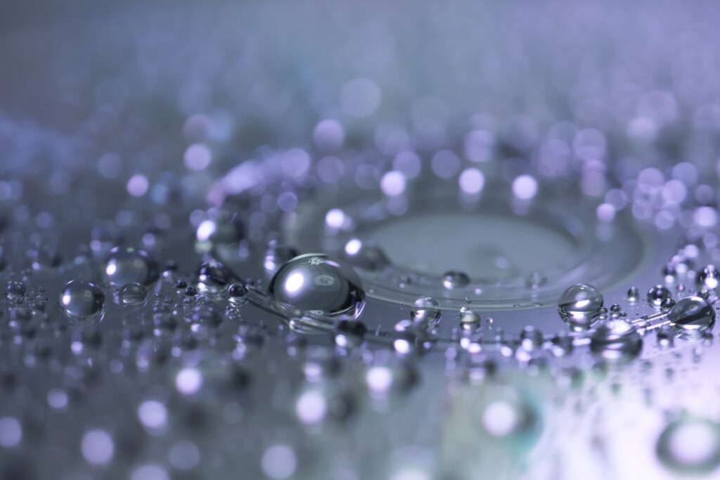 Water bubbles on a digital CD